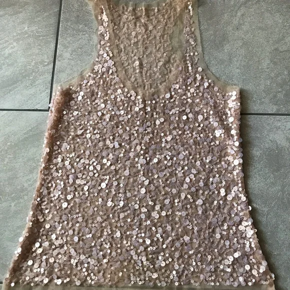 Blush Mesh Tank with sequins Small - Picture 7 of 8